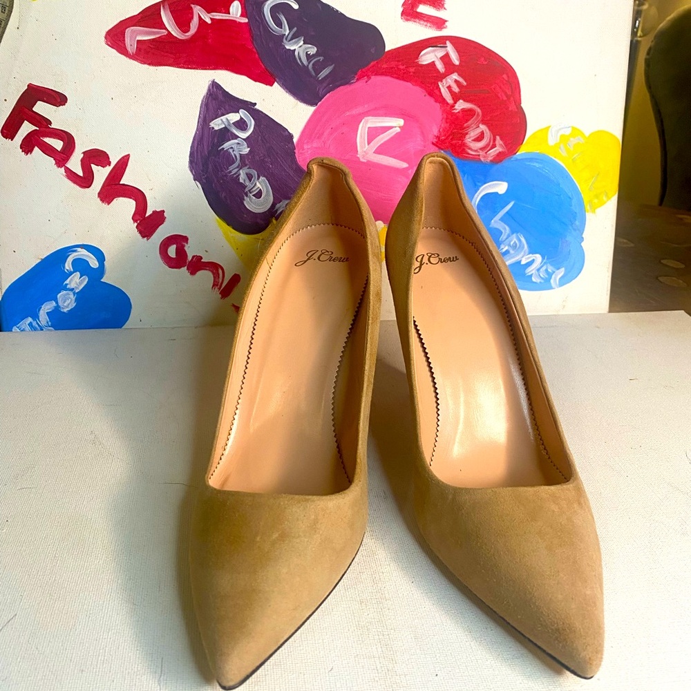 J Crew Suede Nude Heel size 12
